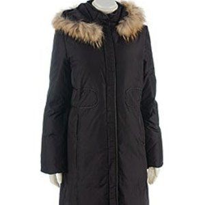 VIA SPIGA 3/4-length down coat with fur hood